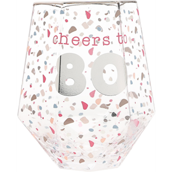 Image sur 80th - CHEERS TO 80 GEOMETRIC GLASS