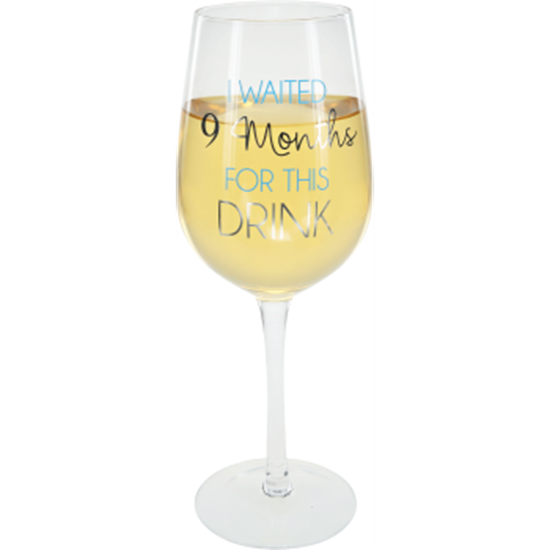 Picture of GIFTLINE - 16oz CRYSTAL WINE GLASS - 9 MONTHS BLUE