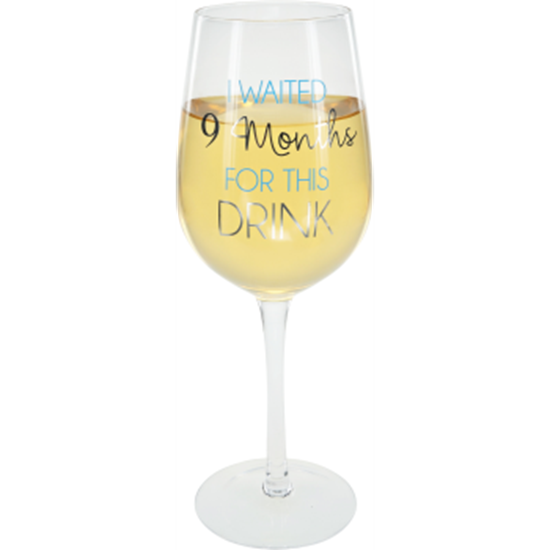 Image sur GIFTLINE - 16oz CRYSTAL WINE GLASS - 9 MONTHS BLUE