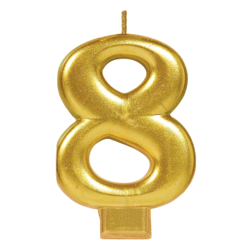 Image de GOLD METALLIC NUMERAL #8 CANDLE 