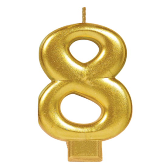 Image sur GOLD METALLIC NUMERAL #8 CANDLE 