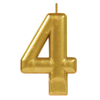 Picture of GOLD METALLIC NUMERAL #4 CANDLE 