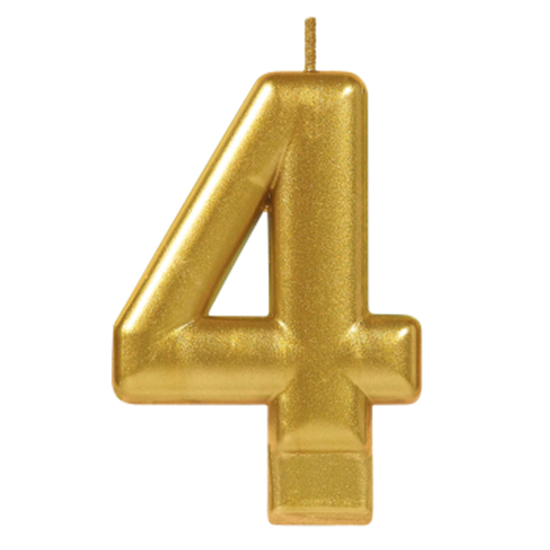 Image sur GOLD METALLIC NUMERAL #4 CANDLE 