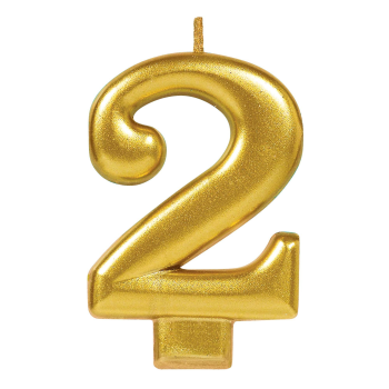 Picture of GOLD METALLIC NUMERAL #2 CANDLE 