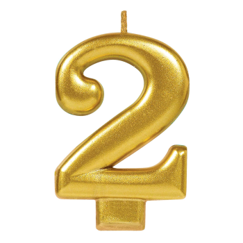 Image de GOLD METALLIC NUMERAL #2 CANDLE 