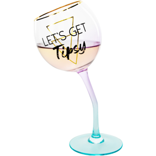 Image sur GLASSWARE - 11oz  LET`S GET TIPSY STEMMED WINE GLASS