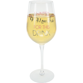 Picture of GIFTLINE - 16oz CRYSTAL WINE GLASS - 9 MONTHS PINK