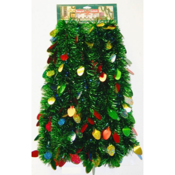 Picture of DECOR - GREEN TINSEL WITH LIGHT BULBS GARLAND
