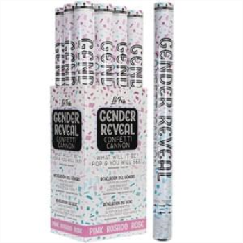 Picture of DECOR - GENDER REVEAL CONFETTI CANNON - PINK - 24" (BIODEGRADABLE)