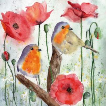 Picture of POPPIES & BIRDS - LUNCHEON NAPKINS