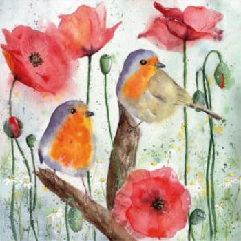 Image de POPPIES & BIRDS - LUNCHEON NAPKINS