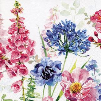 Image de FLORAL PINK & BLUE - LUNCHEON NAPKINS