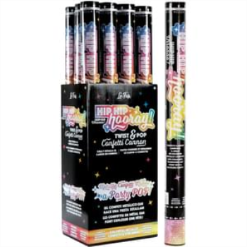 Image de CONFETTI CANNON MULTI METALLIC - HIP HIP HOORAY - 24"