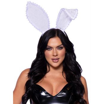 Image de RUFFLED TRIMMED BENDABLE LACE BUNNY EARS - WHITE