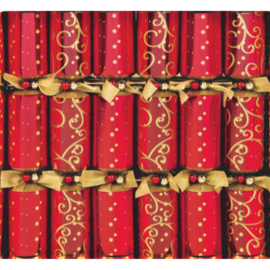 Image sur TABLEWARE - CRACKERS - 12" CRIMSON AND GOLD 6ct