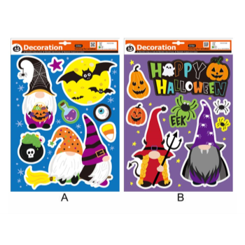 Picture of HALLOWEEN GNOME GLITTER WINDOW CLINGS