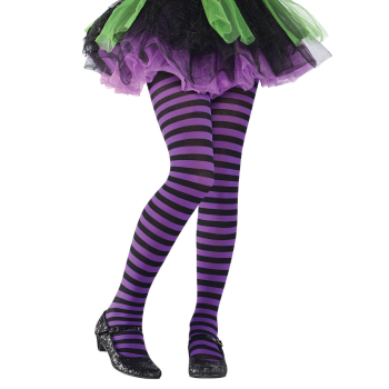 Image de HOSIERY - PURPLE/BLACK STRIPED TIGHTS - KIDS MEDIUM/LARGE