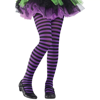 Image de HOSIERY - STRIPED TIGHTS PURPLE AND BLACK - KIDS SMALL/MEDIUM