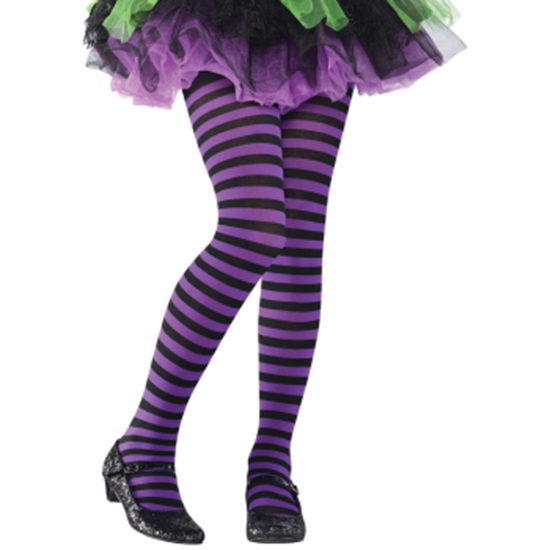 Image sur HOSIERY - STRIPED TIGHTS PURPLE AND BLACK - KIDS SMALL/MEDIUM
