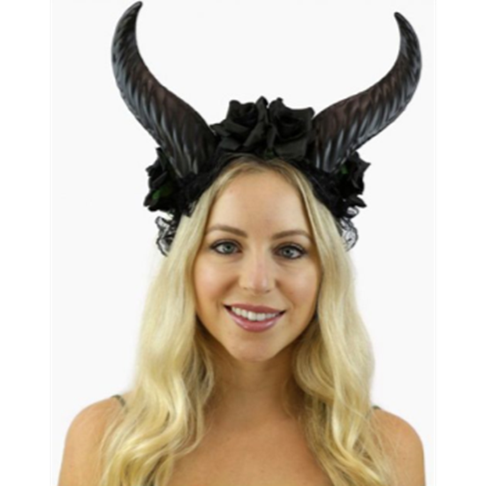 Image sur GOAT HORN WITH FLOWERS - BLACK 