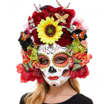 Image de DAY OF THE DEAD MASK WITH SILK BUTTERFLY