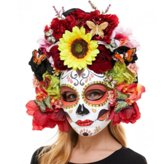 Picture of DAY OF THE DEAD MASK WITH SILK BUTTERFLY