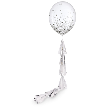 Image de 24" CONFETTI BALLOON WITH PLATINUM TASSEL TAIL