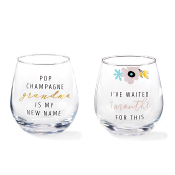 Image de GIFTLINE -  MOM OR GRANDMA STEMLESS WINE GLASS - 2 ASSORTED STYLES