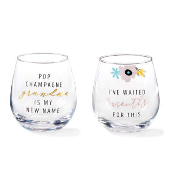 Image sur GIFTLINE -  MOM OR GRANDMA STEMLESS WINE GLASS - 2 ASSORTED STYLES