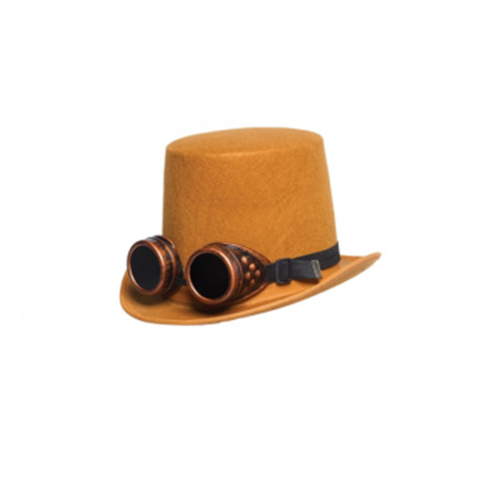 Image sur STEAMPUNK HAT WITH GOGGLES - BROWN