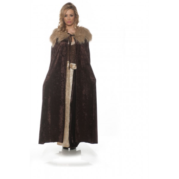 Image de CAPE - RENAISSANCE BROWN/BEIGE CAPE WITH FUR COLLAR