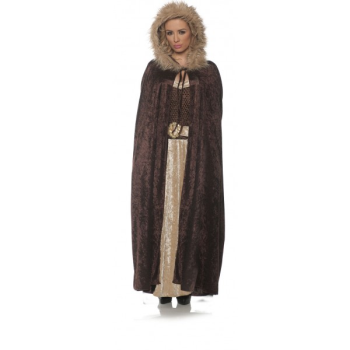 Image de CAPE - RENAISSANCE BROWN HOODED CAPE WITH FUR COLLAR
