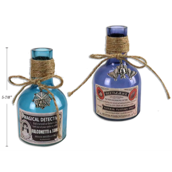 Image de SMALL GLASS DECORATIVE BOTTLE WITH PEWTER TOGGLE