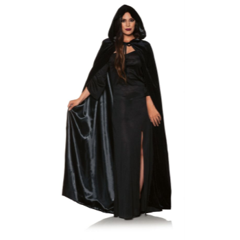 Image de CAPE - VELVET HOODED CAPE WITH LINING - BLACK
