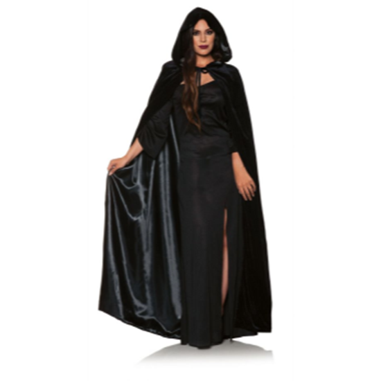 Image sur CAPE - VELVET HOODED CAPE WITH LINING - BLACK