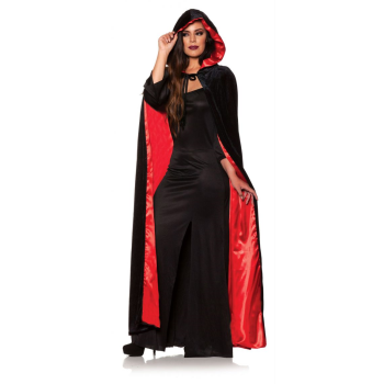 Image de CAPE - VELVET HOODED CAPE WITH LINING - RED