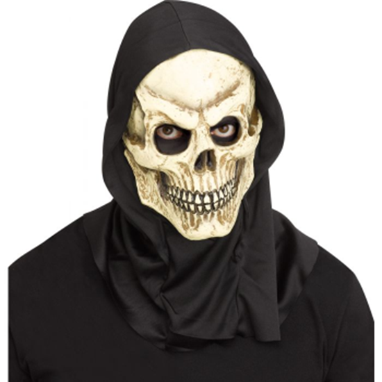 Image sur REALISTIC SKULL MASK WITH HOOD - BROWN