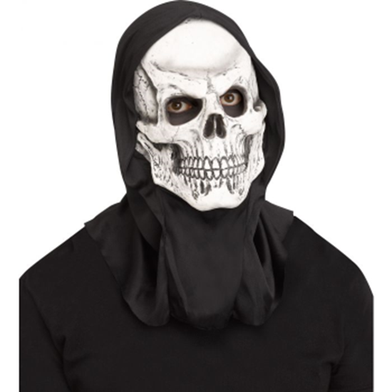 Image sur REALISTIC SKULL MASK WITH HOOD - GREY