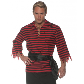 Image de STRIPED PIRATE SHIRT - BLACK/RED - ADULT XLARGE