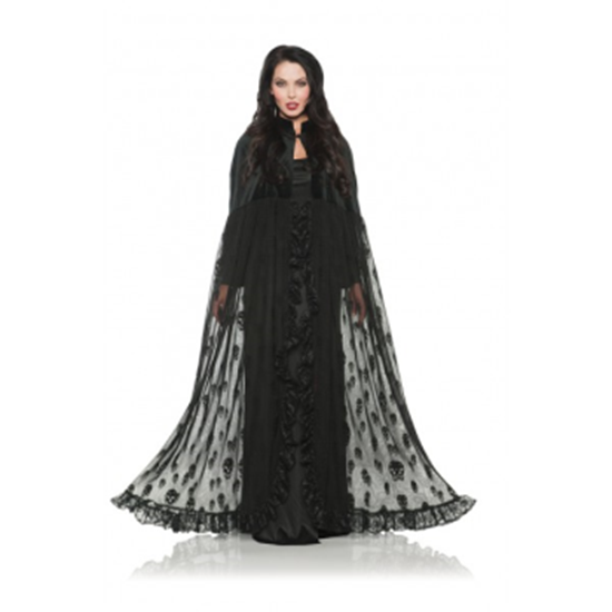 Image sur CAPE - VELVET AND MESH SKULL CAPE