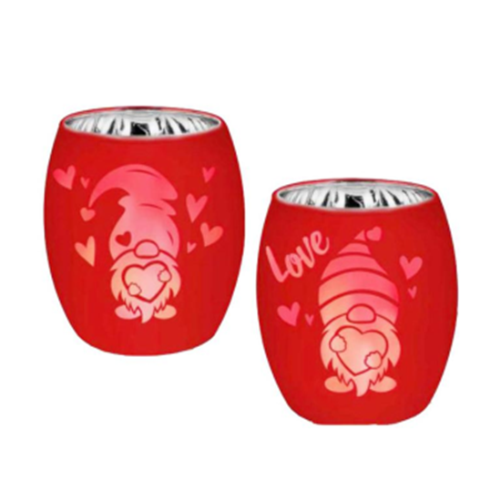 Picture of DECOR - VALENTINE'S GNOME GLASS CANDLE HOLDER