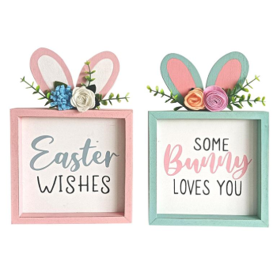 Image sur DECOR - EASTER MDF TABLE TOP DECOR WITH BUNNY