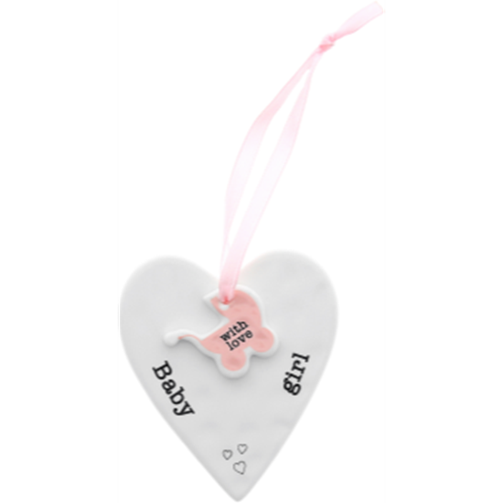 Image sur DECOR - BABY GIRL - 3'' CERAMIC KEEPSAKE HEART PLAQUE