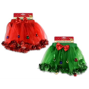 Picture of WEARABLES - CHRISTMAS ORGANZA TUTU WITH TINSEL TRIM - GIRLS LARGE - RED OR GREEN
