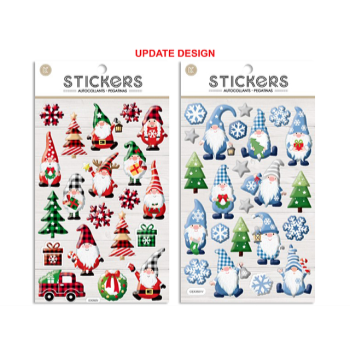 Picture of DECOR - GLITTER BUFFALO PLAID XMAS GNOME POP-UP STICKERS