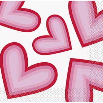 Picture of TABLEWARE - RETRO VALENTINE HEARTS BEVERAGE NAPKINS