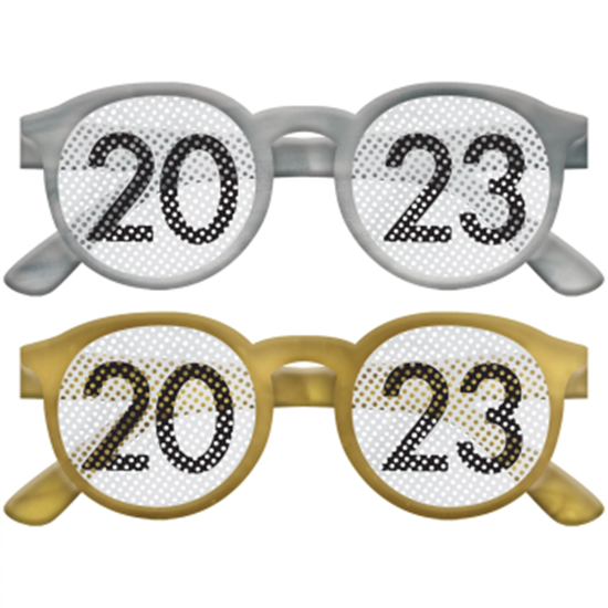 Picture of 2023 NEW YEARS PRINTED GLASSES - BLACK/GOLD/SILVER