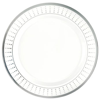 Picture of 7" ROUND BORDER PLATES - RADIATING DOTS - SILVER - 20/PK