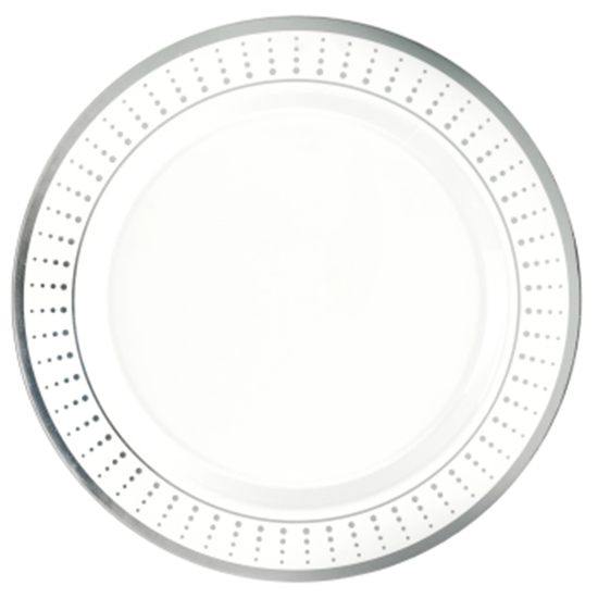 Picture of 7" ROUND BORDER PLATES - RADIATING DOTS - SILVER - 20/PK