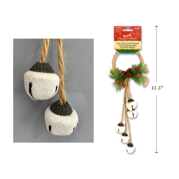 Image de DECOR - CHRISTMAS GLITTER WHITE DOOR KNOB HANGER WITH BELLS